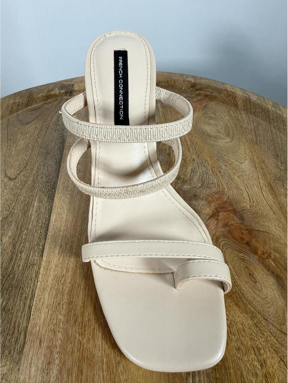 French Connection Heels Nude Strappy Square Toe Block Heel Sandals US 10 NWB - Picture 6 of 9